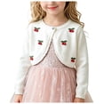 thumbnail image 3 of mgoYE Girl's Cardigans Sweater Cherry Open Front Long Sleeve Cute Casual Loose Sweaters(White,3-4 Years), 3 of 9