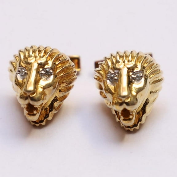 Lion Face Gold Gift For Husband Cufflink Groomsmen Sterling Silver Cufflink