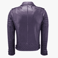 thumbnail image 2 of Mens 100% Lambskin Purple Leather Jacket Quilted Motorbiker Casual Leather Jacket, 2 of 3