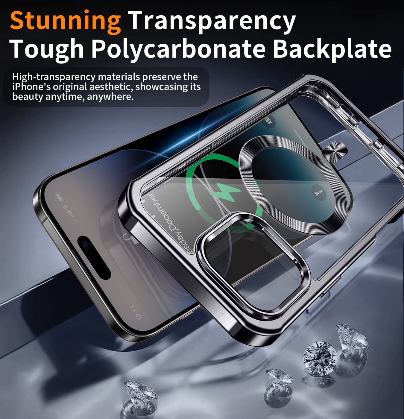 JETeacka iPhone 14 Pro Case(6.1") MagSafe Compatible 360 Full Body Rugged Built-in Touch Sensitive Screen Protector Anti-Scratch Clear Case, Black