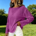 thumbnail image 7 of YVNAURA Womens Mesh Long Sleeve Top Boat Neck Crochet Knit Blouse Sheer Lightweight Summer Sweater See Through Open Work Layering Tunic Going Out Shirts 2026, Purple,L, 7 of 7