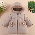 thumbnail image 2 of GigrtiJin Toddler Girls Winter Plush Hooded Jacket Windproof Snowsuit Outwear Warm Cotton Puffer Jackets Coats, 2 of 3