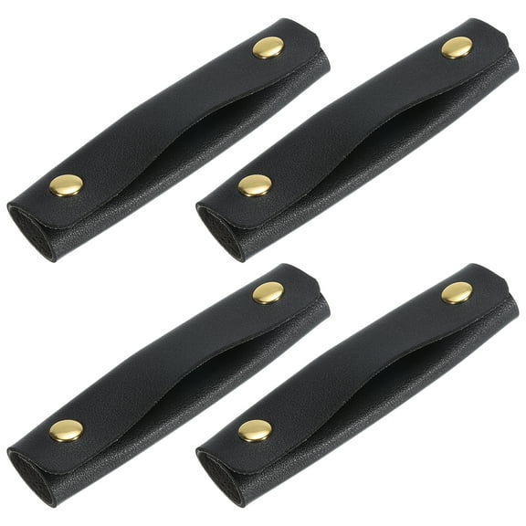 4Pack Handbag Handle Wrap Covers, PU Leather Luggage Grip Protector for Suitcases, Shopping Bag (Black)
