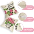 thumbnail image 4 of Pink Geranium Flower Decorative Throw Pillow Covers 16x16 Set of 4, Sweet Home Floral Mason Jar Spring Summer Cushion Case Decor, Bloom with Grace Live Laugh Love Home Decoration for Sofa Couch, 4 of 6