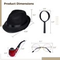 thumbnail image 4 of Conjunto de disfraz de detective Timcorr personaje novela clásico sombrero cazador accesorio pipa lupa, 4 of 5