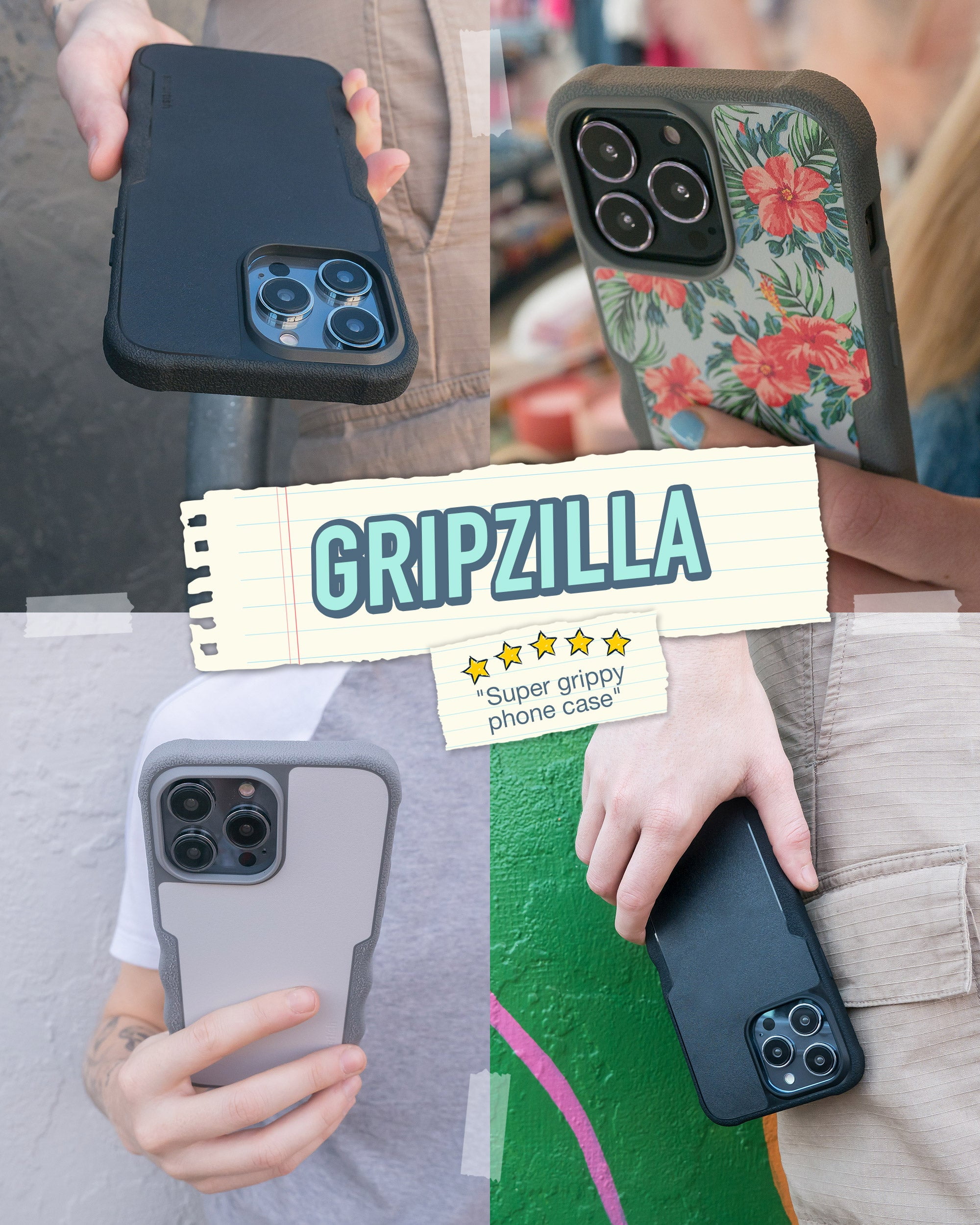 Smartish iPhone 14 Protective Case - Gripzilla Compatible with MagSafe [Rugged + Tough] Armored Slim Cover with Drop Protection - Spaced Out