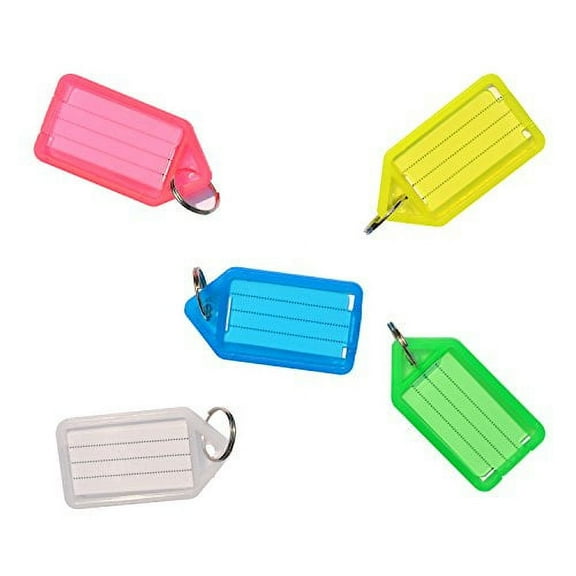 Uniclife 20 PCS Key ID Label Tags Color Keyring Holder Tags with Label Window, Assorted Colors