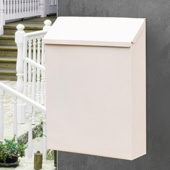 Wall Mounted Mailbox Drop Box with Lock Letterbox Large Capacity Wall Hanging Mail Box Newspaper Holder Box for Outside House white