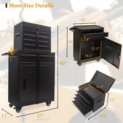Tool Chest, 5 Drawers Rolling Tool Cabinet with Detachable Top Toolbox, Universal Lockable Wheels, Lock Bar, Protective Liner & Tool Rack, Metal Tool Storage Cart, Tool Box for Garage Workshop