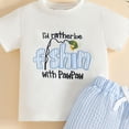 thumbnail image 6 of Trikvn Baby Boys Casual Summer Shorts Set Fishing Embroidery Top and Striped Seersucker Drawstring Elastic Waist Shorts Outfit for Beach Vacation Lounge Wear, 6 of 7