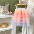 thumbnail image 2 of Gubotare Girls Skirts Fancy Dress Up Tutu for Girls Tutus Set Glitter Tulle Skirt Summer Birthday Gift Size 7-8T (Orange,7-8 Years), 2 of 6
