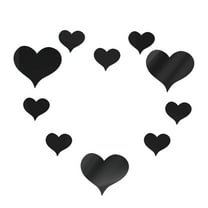 Clearance! Nomeni Room Decor 10Pcs 3D Mirrors Love Heart Wall Stickers Kids Room Decal Wall Art Home Decor Wall Stickers Black