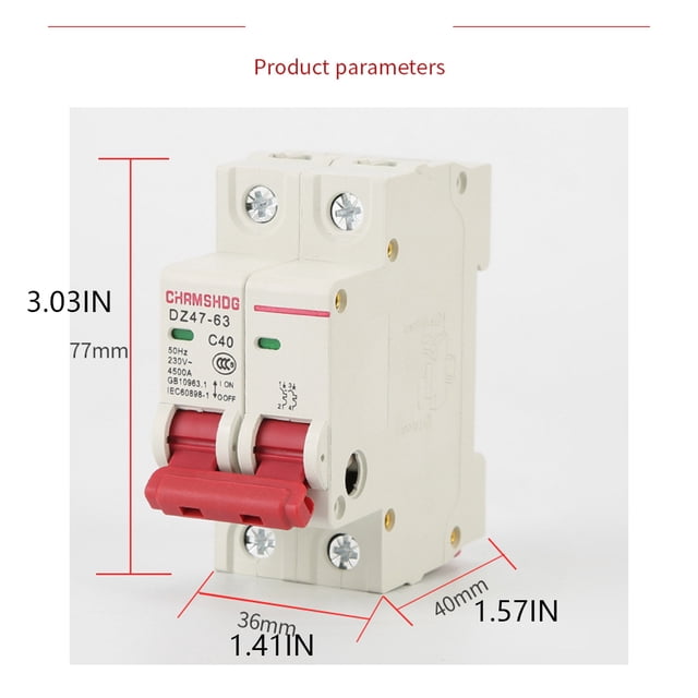 230V Home Hotel Circuit Breaker Replacement Bedroom Single Handle Circuit Breaker ABS Power Main Switch Controller Component Accessories 40A