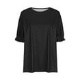 thumbnail image 3 of Olyvenn Stylish Teen Girls Cropped Tops Loose Fit Y2K Short T-Shirt Puff Sleeve Summer Casual Tee Top Women Cute Blouses Trendy Black 12, 3 of 4