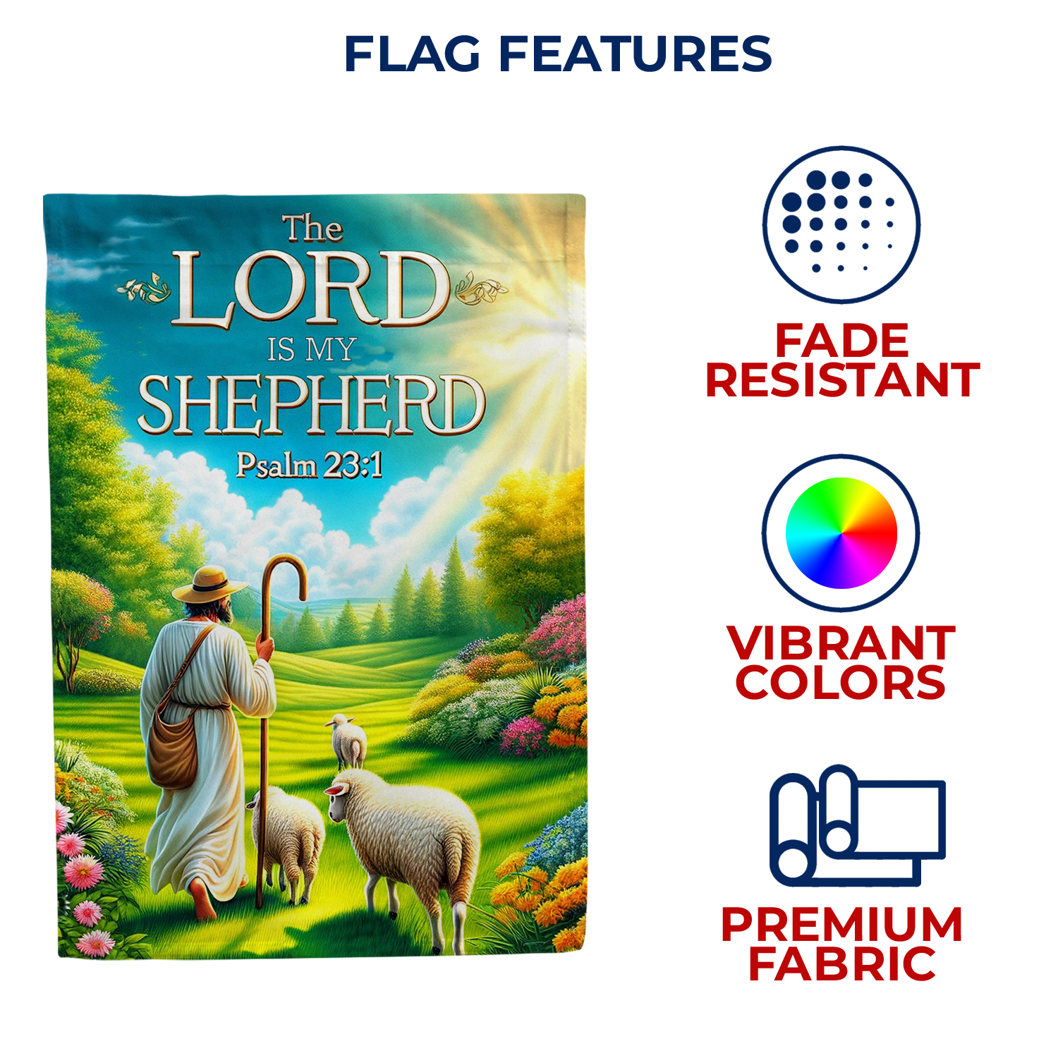 America Forever Bible Verse House Flag, 28 x 40 inch Double Sided, Psalm 23:1 The Lord is My Shepherd, Christian Quotes Religious Scripture Outdoor Decor, Holiday Outside Decorations Yard Flag