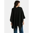 thumbnail image 3 of Time and Tru Women's Rib Knit Fashion Coverup with Button, One Size, Black, 3 of 5