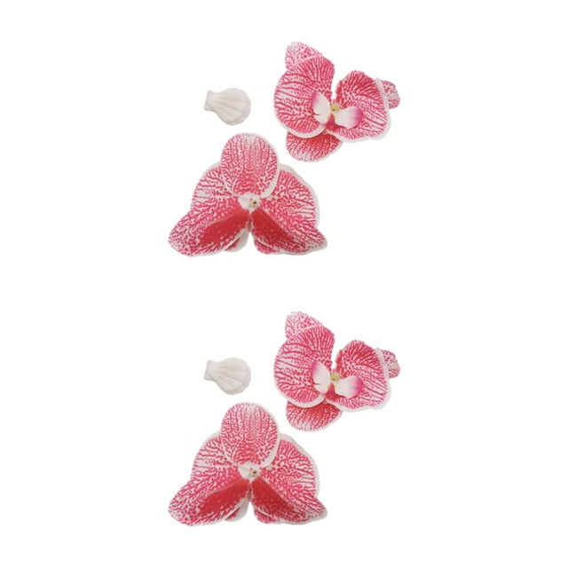 relayinert 50x Wide Range Of For Low Maintenance Faux Silk Flower Heads Artificial Decorations Orchids Heads Realistic Appearance Deep pink stripe 2Set