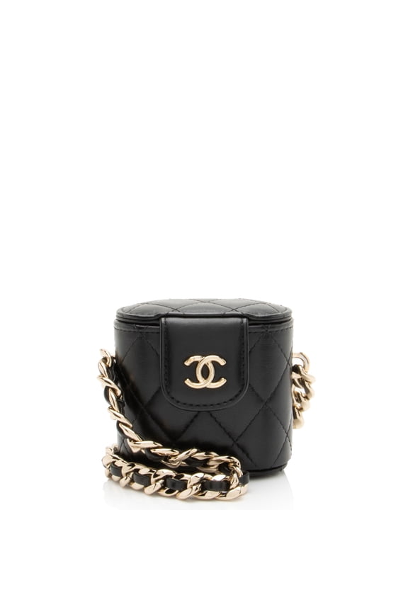 Pre-Owned Chanel Lambskin Resin Elegant Chain Vanity Case