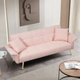 thumbnail image 3 of Glavbiku 70" Velvet Futon Loveseat,Convertible Daybed with Folding Armrests for Living Room,Pink, 3 of 12