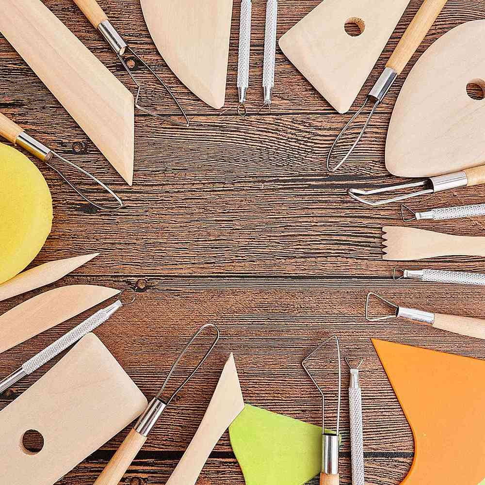 1 Box DIY Craft Tools with Plastic Scraper Tool Sculpture Clay Tools Sculpture Carving Hand Tools Kit Mixed Color 250x165x70mm
