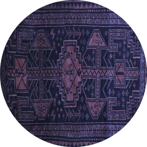 Ahgly Company Indoor Round Persian Blue Traditional Area Rugs, 7' Round