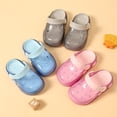 thumbnail image 5 of Huowey Baby Girls Kids Garden Clogs Cute Solid Color Transparent Stylish Lightweight Soft Anti- Flat Sole Slides Sandals Waterproof Beach Pool Holiday Comfy Casual Water Shoes,Grey,3.5-4 Years, 5 of 5