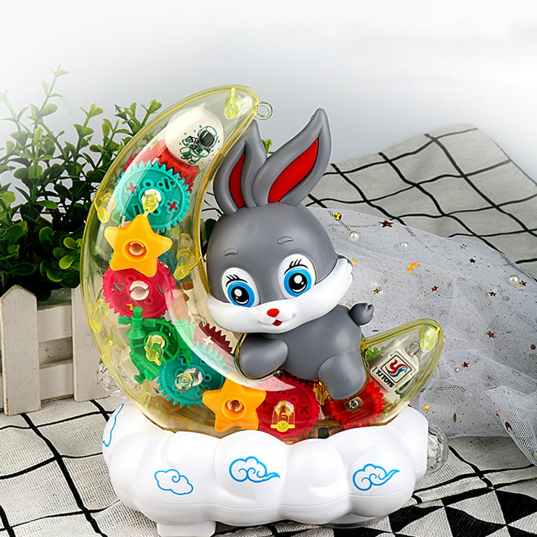 Rotating Transparent Gear Moon Rabbit Toy Car Durable Flashing