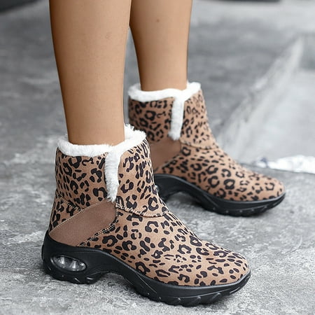 

Midewhik Winter Fashion Women s Casual Shoes Breathable Wedges Thicksoled Thermal Retro Zipper Short Boots