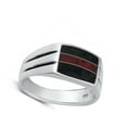 thumbnail image 4 of CHOOSE YOUR COLOR Modern Chunky Bar Ring .925 Sterling Silver Band Black CZ Female Size 9, 4 of 4
