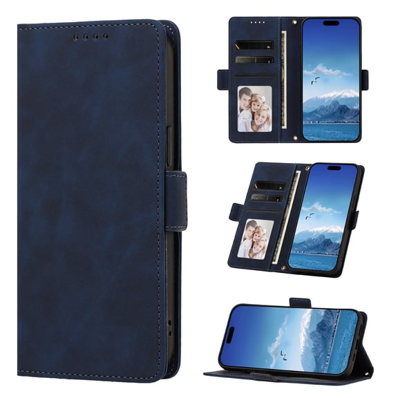 Phone Case for Motorola Moto Edge 60 Fusion / Moto Edge 60, Shockproof PU Leather Case with Card Slots Kickstand Magnetic Flip Wallet Protective Cover, Dark Blue