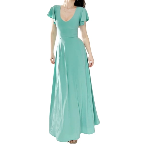 Lucakuins Mini vestido para mujer, manga de mosca, cuello en U, color sólido, vestido de verano, ropa de calle para fiesta diaria Lucakuins moda