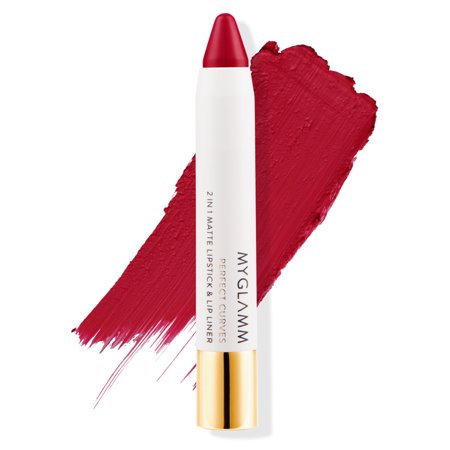 MyGlamm Perfect Curves Matte Lip Crayon-Siren (Red)-3.7 gm | Brick Pink Matte Lipstick | Long Lasting Lipstick with Moisturising Formula | Vegan & Cruelty-Free