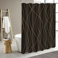 thumbnail image 3 of Abstract Striped Shower Curtain, Modern Minimalist Waterproof Fabric Shower Curtain Set with Hooks 72" x 72" - Brown, 3 of 6
