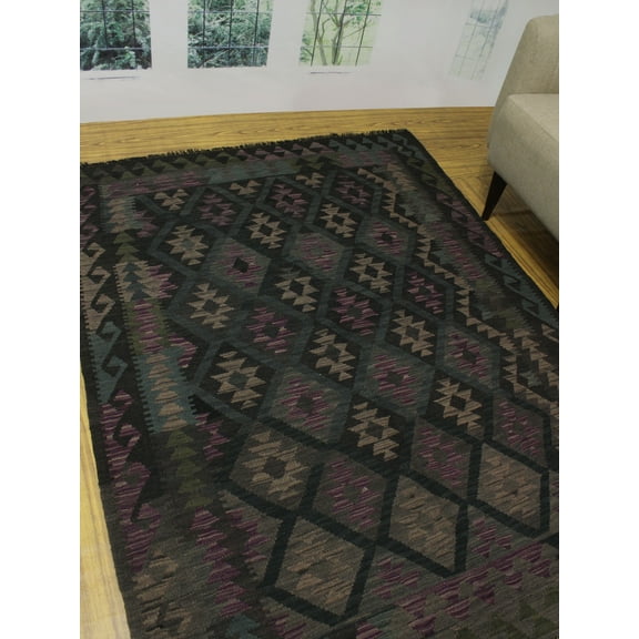 Sangat Dwight Black/Brown Rug, 5'1" x 6'6"