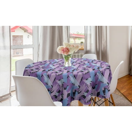 

Retro Round Tablecloth Abstract Funky Design Hatched Lines Doodle Drawing Cold Tones Circle Table Cloth Cover for Dining Room Kitchen Decor 60 Dark Grey Violet and Sky Blue by Ambesonne