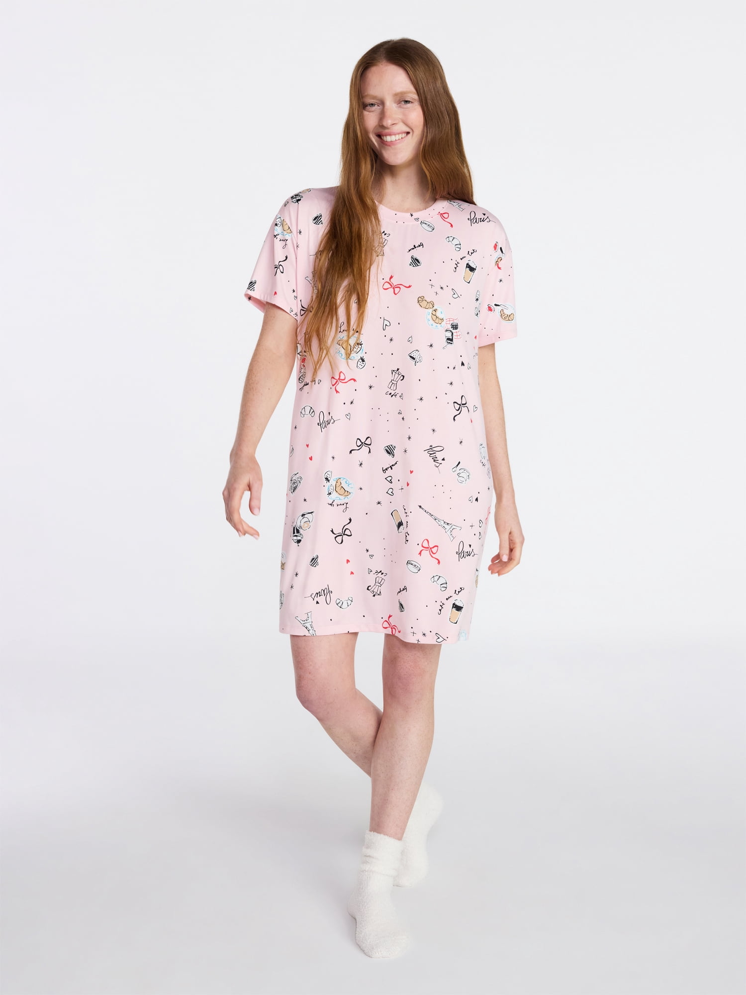 Joyspun Women's Dreamy Soft Collection Short Sleeve Sleepshirt, Sizes S/M-2X/3X