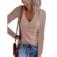 thumbnail image 1 of Fashnice Hauts pour Femmes Tunique à Col Boutonné Blouse T-Shirt Ample Chandail de Travail Rose P, 1 of 2