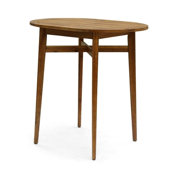 GDF Studio Catina Outdoor Acacia Wood Bar Table, Teak