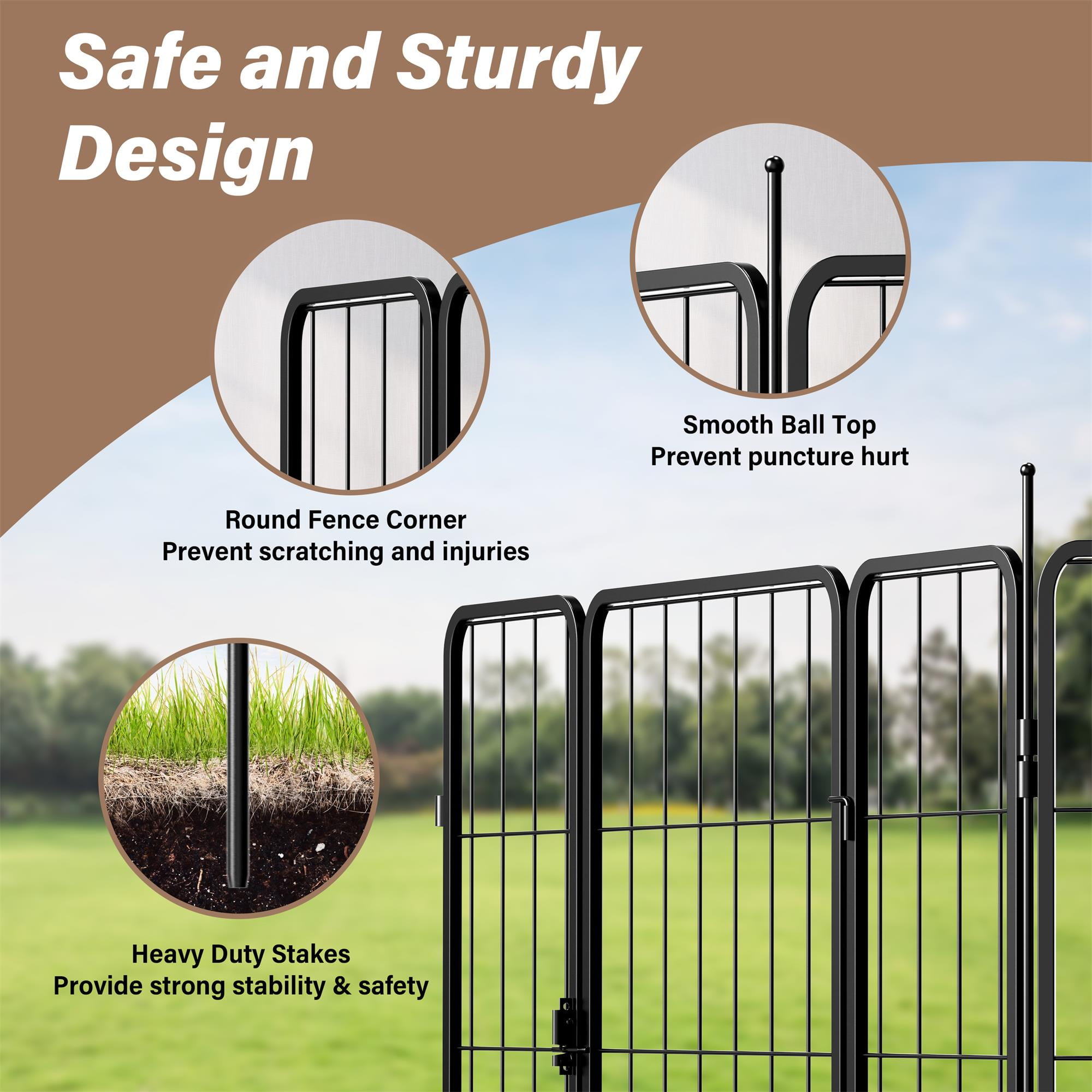 Pefilos 23" Dog Playpen Outdoor 8-Panels Dog Pen, Indoor Metal Puppy Pet Playpen for Small Dogs Run Fence / Iron Pet, Black Pefilos 23" Dog Playpen Outdoor 8-Panels Dog Pen, Indoor Metal Puppy Pet Playpen for Small Dogs Run Fence / Iron Pet, Black