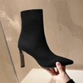 thumbnail image 4 of NECHOLOGY Botas Mujer Adulto Femenino Zapatos Botines para mujer Botines de mujer de otoño e invierno Punta estrecha Tacón Malla Color sólido Punto elástico simple Slip On (Black, 7), 4 of 7