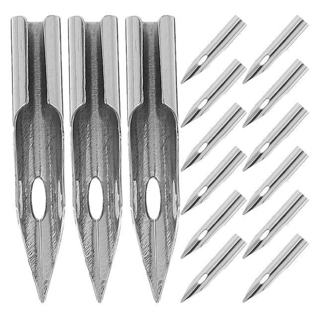 Miangastore 15 Pcs Metal Pen Head Nibs Silver Replacement Tips Nibs For Calligraphers Artists