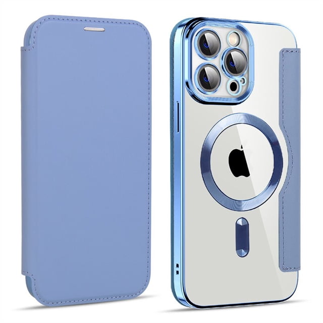 Funda de cuero con ranura para tarjetas para iPhone 14 Pro Max Plus 13 12 11Pro Max, funda protectora transparente con tapa y soporte de carga inalámbricaFor iPhone 11Pro Max Gao Jinjia LED