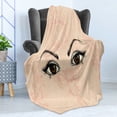 thumbnail image 4 of Eyelash Soft Flannel Fleece Blanket, Sketch Style Pair of Woman Eyes Female Look with Victorian Floral Ornaments, Cozy Plush for Indoor and Outdoor Use, 50" x 60", Peach Black Amber, by Ambesonne, 4 of 5