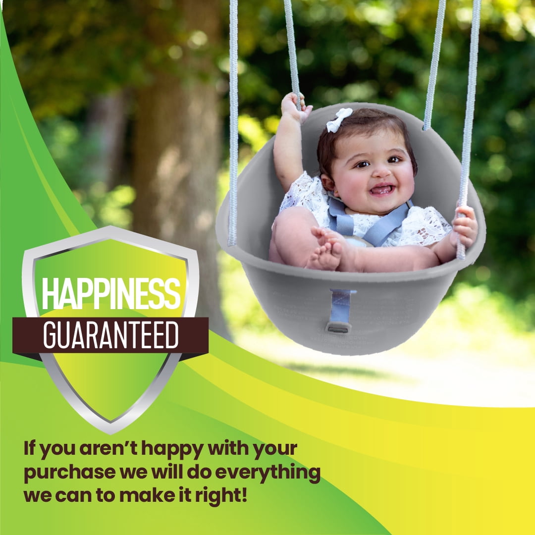 Swurfer Coconut Toddler Swing – Comfy Baby Swing Outdoor, Safe Quick Click Locking System, Easy Installation, Ages 6 - 36 Months, Gray