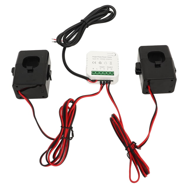 Uadme Monitor De Energía, Monitor De Energía Inteligente, Monitor De Energía Inteligente WiFi Medidor De Electricidad De Abrazadera Monofásica con 2 Transformadores De Corriente 200ACT 90-250 VCA