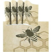 visesunny Vintage Bee Placemat Table Mat Desktop Decoration Placemats Set of 4 Non Slip Stain Heat Resistant for Dining Home Kitchen Indoor 12x18 in