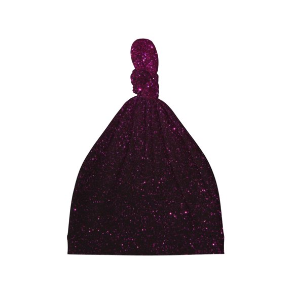 Balery Dark Purple Glitter Pattern Baby Beanie, Knotted Baby Hat, Infant Hat, Newborn Beanie, Adjustable Beanie, Baby Cap, Newborn Headwear