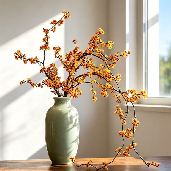 Miwamany Fall Decor, 43 IN Artificial Bittersweet Branch with Orange Berry Stems for Vase, Home Table Centerpiece Thanksgiving Decoration
