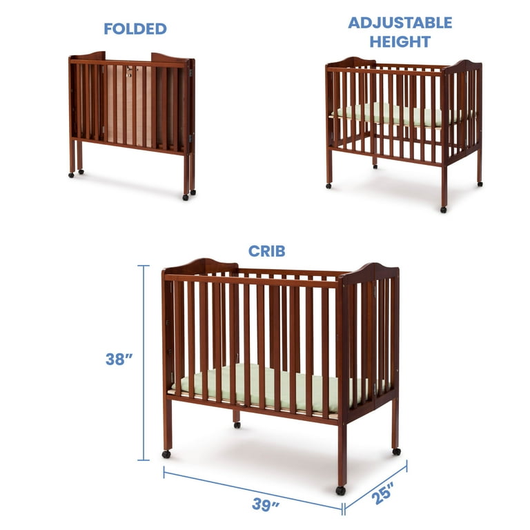 Delta Children Folding Portable Baby Mini Crib with 1.5 inch Mattress Cherry Walmart