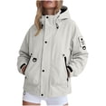 thumbnail image 2 of IUYRTFE Women's Hooded Windbreaker Jacket with Zipper and Snap Button Placket Lightweight Water Resistant Outdoor Coat for Hiking Travel and Daily Wear, 2 of 9